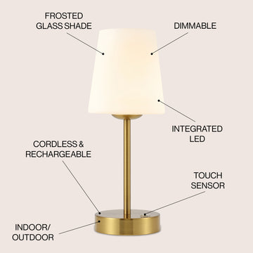 Carson 12.75" Modern Minimalist Iron Rechargeable Integrated LED Table Lamp